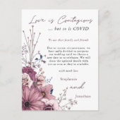 Liefde besmettelijke bruiloft Postpone PInk Lila F Aankondigingskaart (Voorkant)