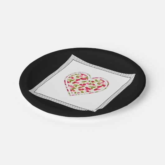 Liefde, bessen, kersen papieren bordje (Gekanteld)