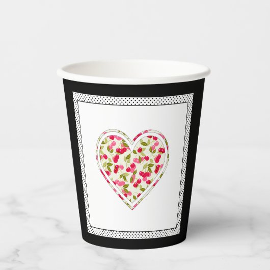 Liefde, bessen, kersenpapierbeker papieren bekers (Voorkant)