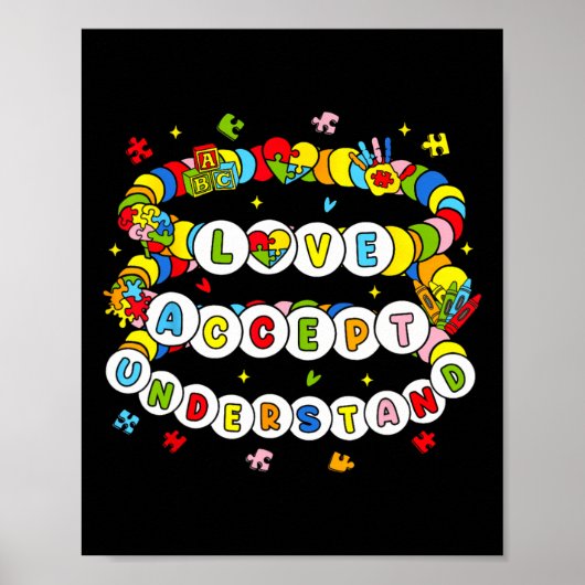 Liefde Bewustzijn Begrijpen Autisme Accepteer Auti Poster (Voorkant)