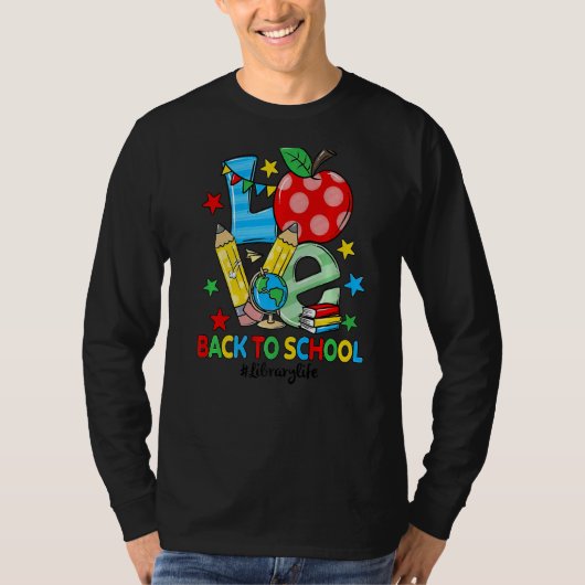 Liefde Bibliotheek Leven Appels Terug naar school  T-shirt (Voorkant)