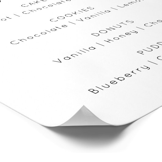 Liefde bij de eerste hap. Minimalistisch dessert b Poster (Hoek)