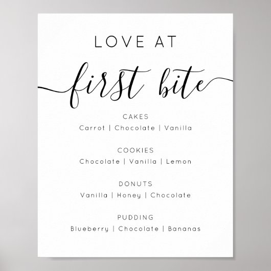 Liefde bij de eerste hap. Minimalistisch dessert b Poster (Voorkant)