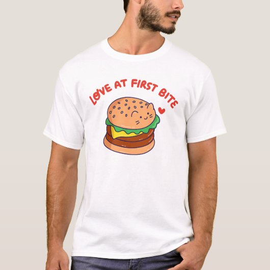 Liefde bij de eerste hap - schattige kattenburger t-shirt (Voorkant)