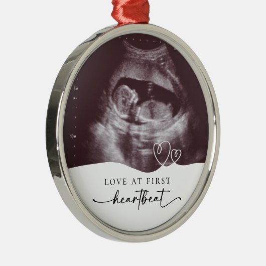 Liefde bij de eerste hartslag zwangerschap Keepsak Metalen Ornament (Rechts)
