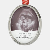 Liefde bij de eerste hartslag zwangerschap Keepsak Metalen Ornament (Links)