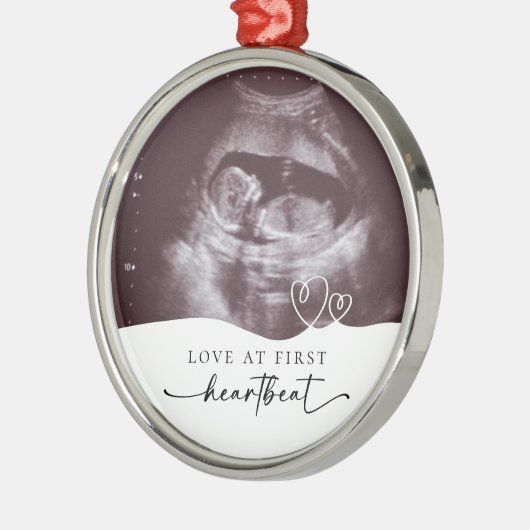 Liefde bij de eerste hartslag zwangerschap Keepsak Metalen Ornament (Links)