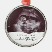 Liefde bij de eerste hartslag zwangerschap Keepsak Metalen Ornament (Voorkant)
