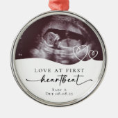 Liefde bij de eerste hartslag zwangerschap Keepsak Metalen Ornament (Voorkant)