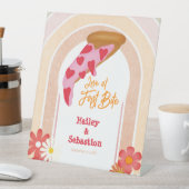 Liefde bij eerste beet pizza bruiloft receptie reclamebord met voetstuk (Insitu)