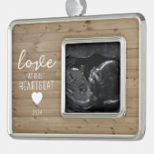 LIEFDE bij eerste hartslag Echografie Verzilverd Omlijst Ornament (Links)