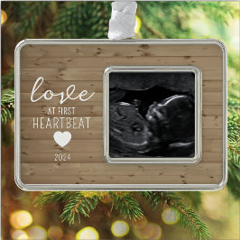 LIEFDE bij eerste hartslag Echografie Verzilverd Omlijst Ornament