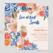 Liefde bij eerste spritz floral sinaasappel Vrijge Kaart (Voorkant / Achterkant)