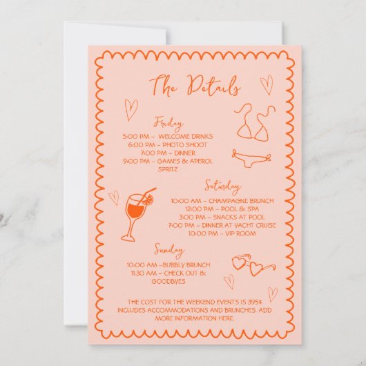 Liefde bij eerste Spritz Hand getrokken Bacheloret Kaart (Achterkant)