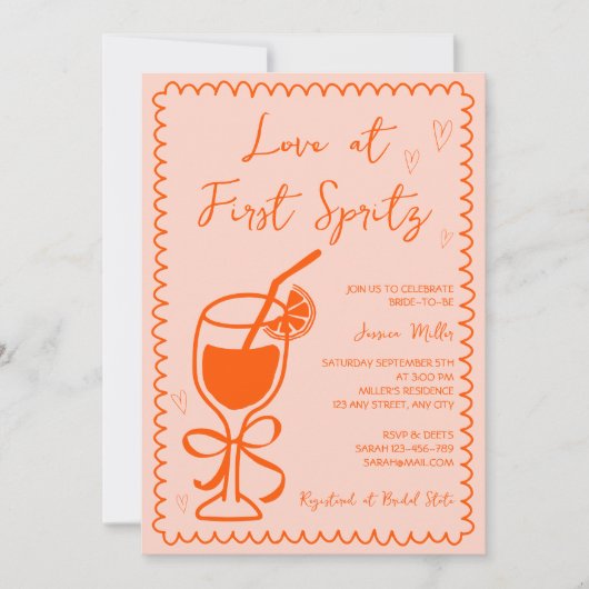 Liefde bij eerste Spritz Hand getrokken Vrijgezell Kaart (Voorkant)