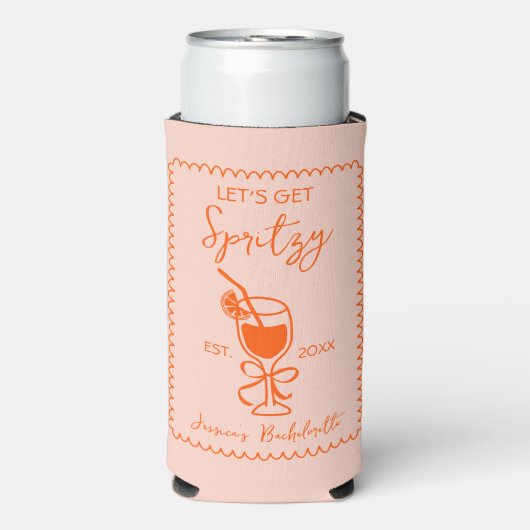 Liefde bij eerste Spritz Hand getrokken Vrijgezell Seltzer Blikjeskoeler (Seltzer Voorkant)