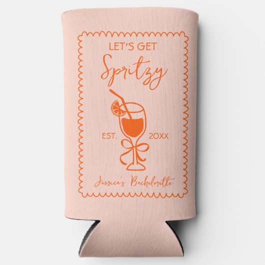 Liefde bij eerste Spritz Hand getrokken Vrijgezell Seltzer Blikjeskoeler (Voorkant)