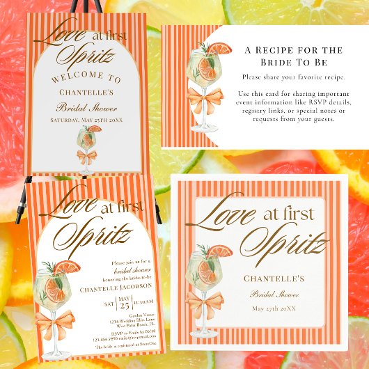 Liefde bij eerste Spritz QR Code Oranje Vrijgezell Kaart