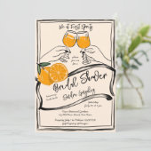 Liefde bij eerste spritz retro oranje schets kaart (Staand voorkant)