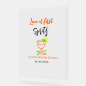 Liefde bij eerste spritz sinaasappel zwart vrijgez acryl bord (Hoek)