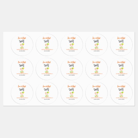 Liefde bij eerste spritz sinaasappel zwart vrijgez labels (Vel)