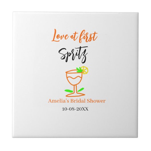 Liefde bij eerste spritz sinaasappel zwart vrijgez tegeltje (Voorkant)