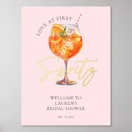 Liefde bij eerste Spritz Vrijgezellenfeest Gold Folie Afdrukken (Voorkant)