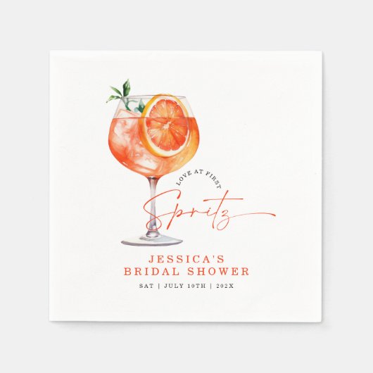 Liefde bij eerste Spritz Vrijgezellenfeest Servet (Voorkant)