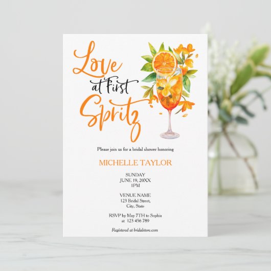 Liefde bij Eerste Spritz Zomer Vrijgezellenfeest Kaart (Staand voorkant)