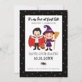 Liefde bij First Bite Halloween Save the Date (Voorkant)