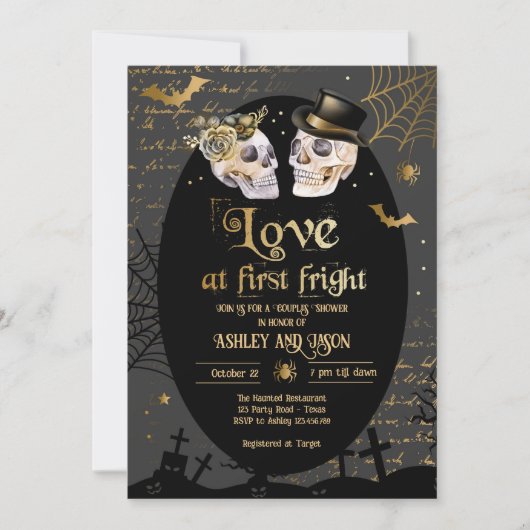 Liefde bij First Fright Halloween Couples Douche Kaart (Voorkant)