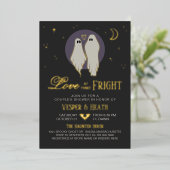 Liefde bij First Fright Halloween Couple's Shower Folie Uitnodiging (Staand Voorkant)