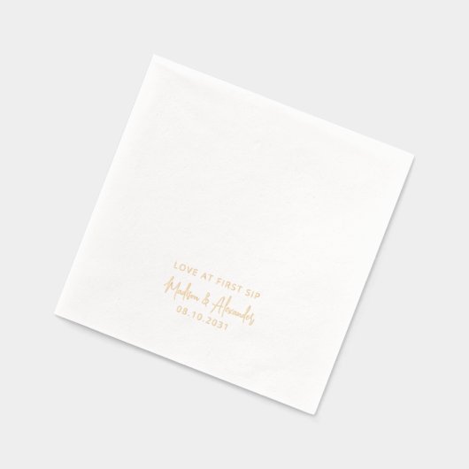 Liefde bij First Sip Custom Names Script Wedding Folie Servetten (Links)