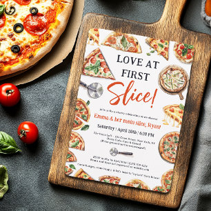 Liefde bij First Slice Pizza Bruids Koppels Douche Kaart