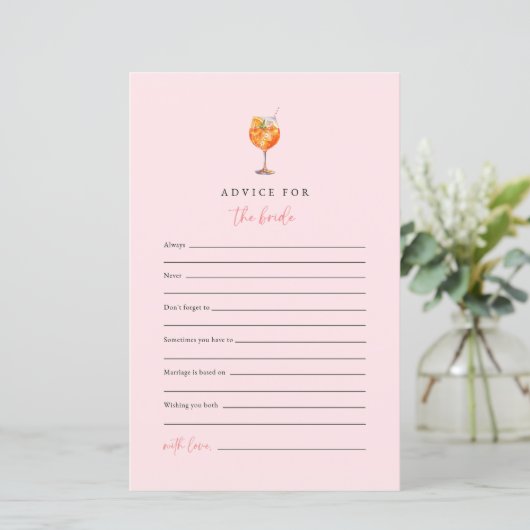 Liefde bij First Spritz Advies voor de Bride Kaart (Staand voorkant)