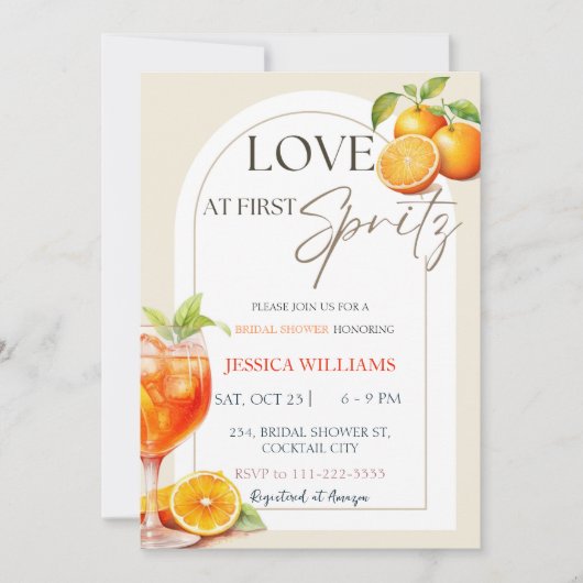 Liefde bij First Spritz Aperol Cocktail Vrijgezell Kaart (Voorkant)