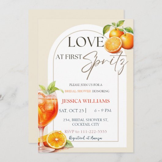 Liefde bij First Spritz Aperol Cocktail Vrijgezell Kaart (Voorkant / Achterkant)