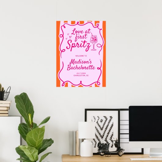 Liefde bij First Spritz Bachelorette Welkom Poster (Thuiskantoor)