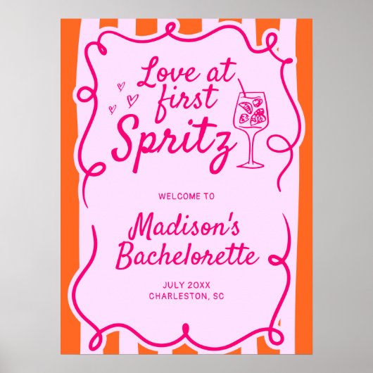 Liefde bij First Spritz Bachelorette Welkom Poster (Voorkant)