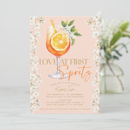 Liefde bij First Spritz Elegant Floral Vrijgezelle Kaart (Staand voorkant)