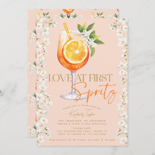 Liefde bij First Spritz Elegant Floral Vrijgezelle Kaart (Voorkant / Achterkant)