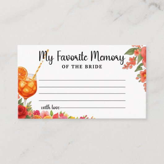 Liefde bij First Spritz Favoriete Memory of Bride Informatiekaartje (Voorkant)