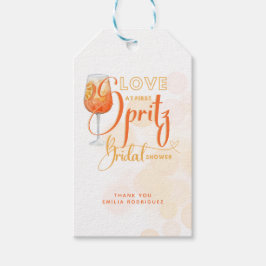 Liefde bij First SPRITZ Modern Oranje Vrijgezellen Cadeaulabel