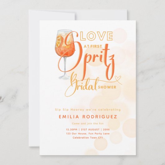 Liefde bij First SPRITZ Modern Oranje Vrijgezellen Kaart (Voorkant)