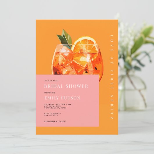 Liefde bij First Spritz Modern Vrijgezellenfeest Kaart (Staand voorkant)