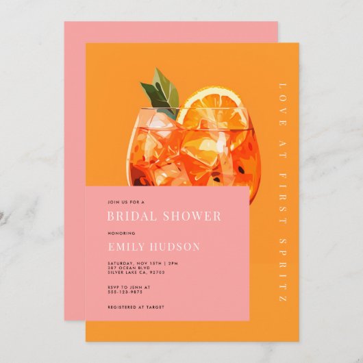 Liefde bij First Spritz Modern Vrijgezellenfeest Kaart (Voorkant / Achterkant)