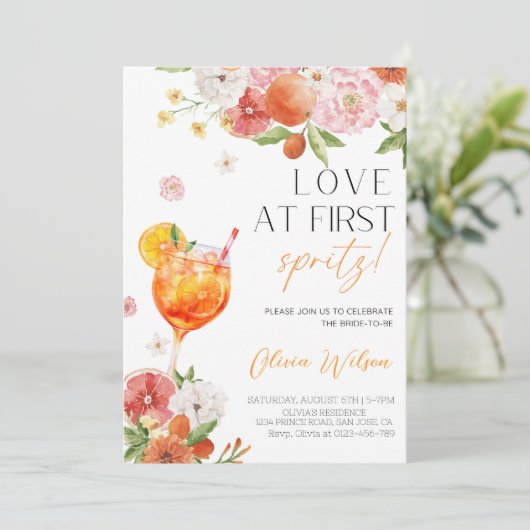 Liefde bij First Spritz! Partij van het vrijgezell Kaart (Staand voorkant)