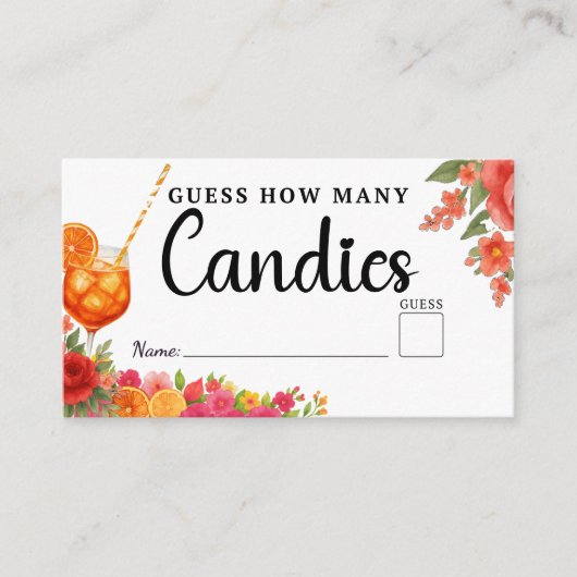 Liefde bij First Spritz Raad Hoeveel Snoepjes Brui Informatiekaartje (Voorkant)