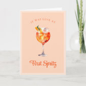 Liefde bij First Spritz Schattige Cocktail Pun Jub Kaart (Voorkant)