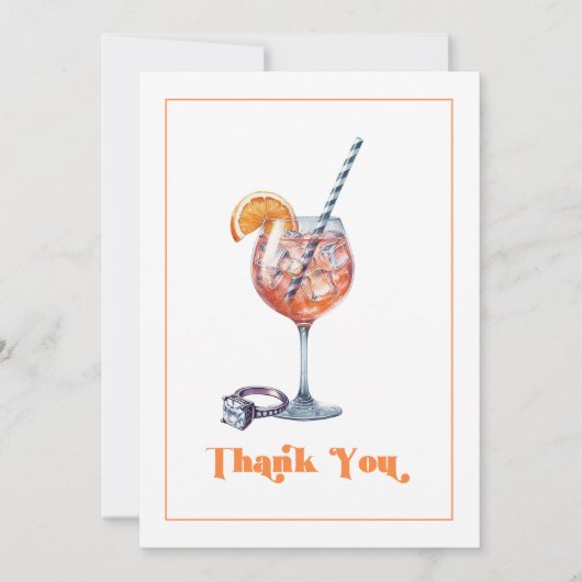 Liefde bij First Spritz Vrijgezellenfeest Foto Bedankkaart (Voorkant)